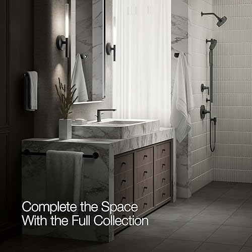 Miniatura 9 de KOHLER Composed K-73050-7-CP - Grifo de fregadero de baño de un solo agujero con montaje de drenaje de metal en cromo pulido