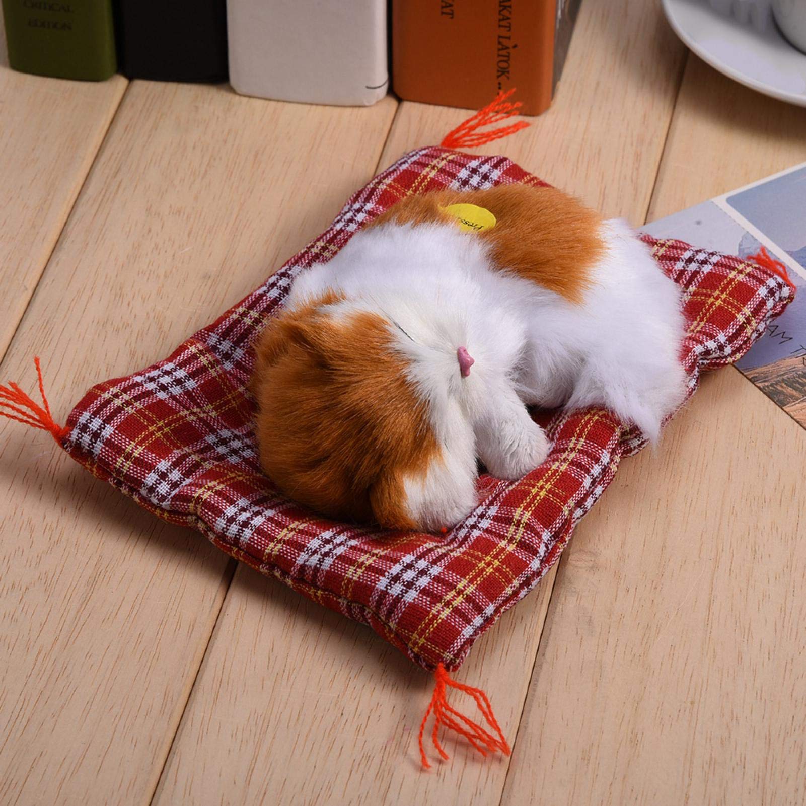 Simulazione Peluche Gatto Giocattolo, 4 Tipi Simulazione Peluche Gatto Peluche Giocattolo Sonoro Decorazione della Casa - per Bambini(Giallo + Bianco)