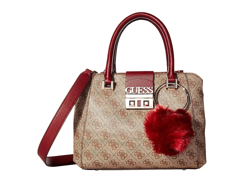 

GUESS Logo Luxe Small Society Satchel (Brown) Handbags