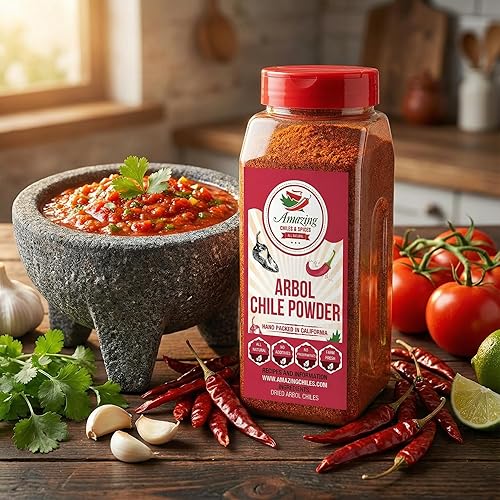 Vista 6 de Chile de Arbol - Chile rojo seco en polvo, 1 libra (16 onzas), pimientos molidos para auténtica cocina mexicana por Amazing Chiles & Spices