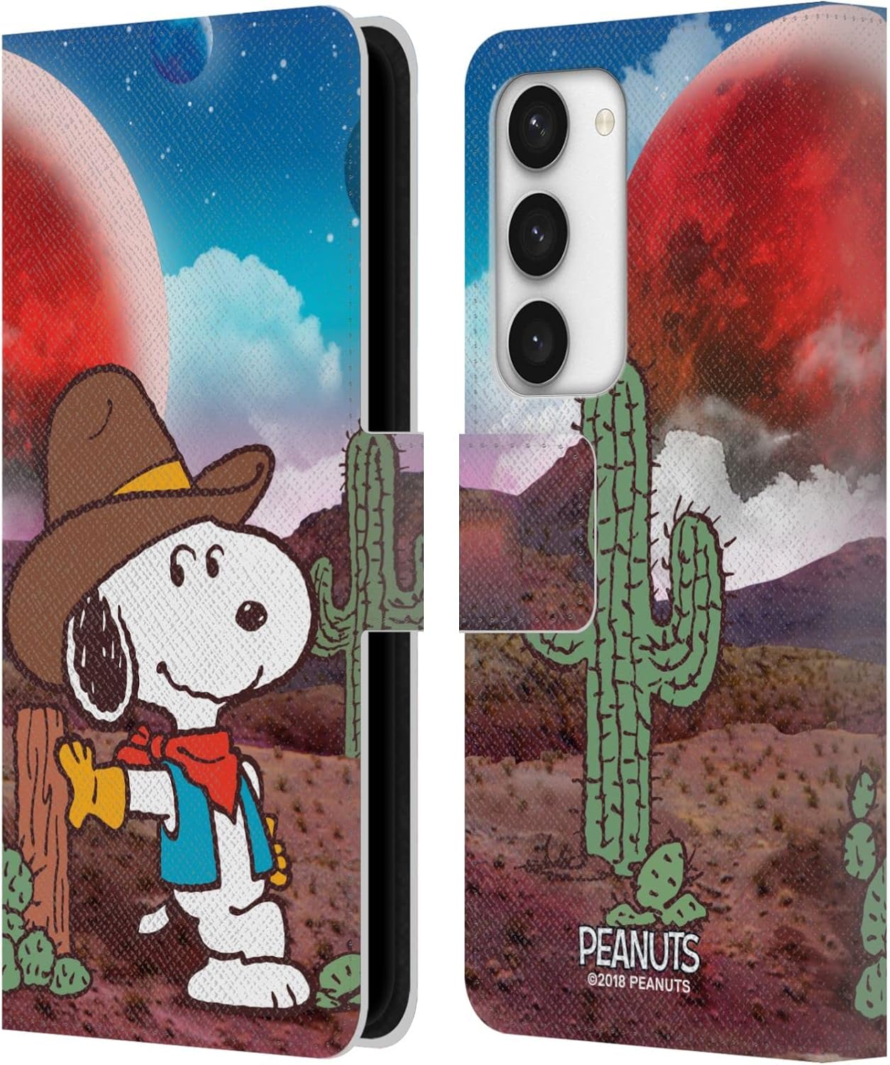 Head Case Designs Officially Licensed Peanuts Nebula Ranger Snoopy Space Cowboy Leather Wallet Case Compatible with Samsung Galaxy S23 5G