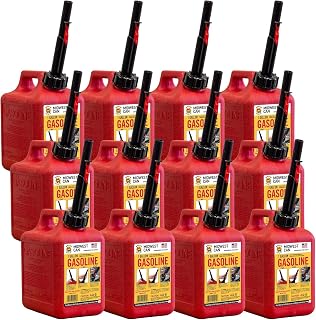 Midwest Can 1210 Safe-Flo Auto Shut Off 1 Gallon Gas Can – Durable Fuel Containers with FlameShield Safety System & Quick-Flow Spout - Red - 12 Pack