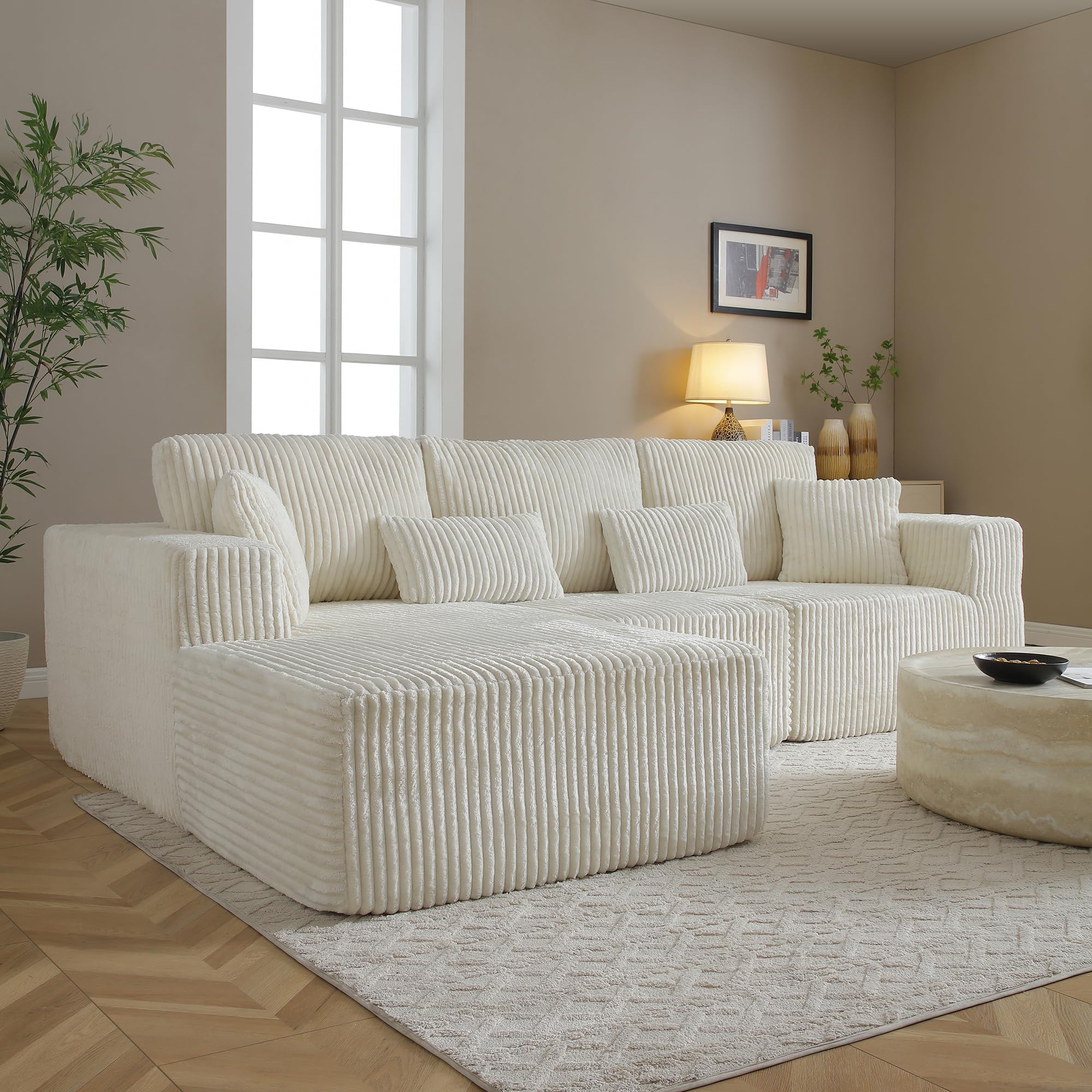 HYJT-H K Modular Sectional Sofa Cloud Sectional Couch 107 Comfy Fluffy L Shaped White Couches for Living Room