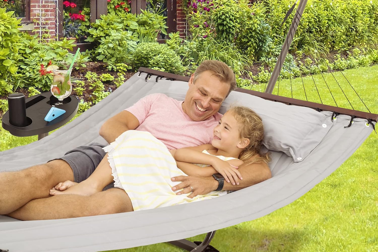 VITA5 Heavy Duty Hammock with Stand Included - Outdoor Hammock - Indoor Hammock - 2 Person Hammock with Cupholder and Detachable Pillow : Everything Else