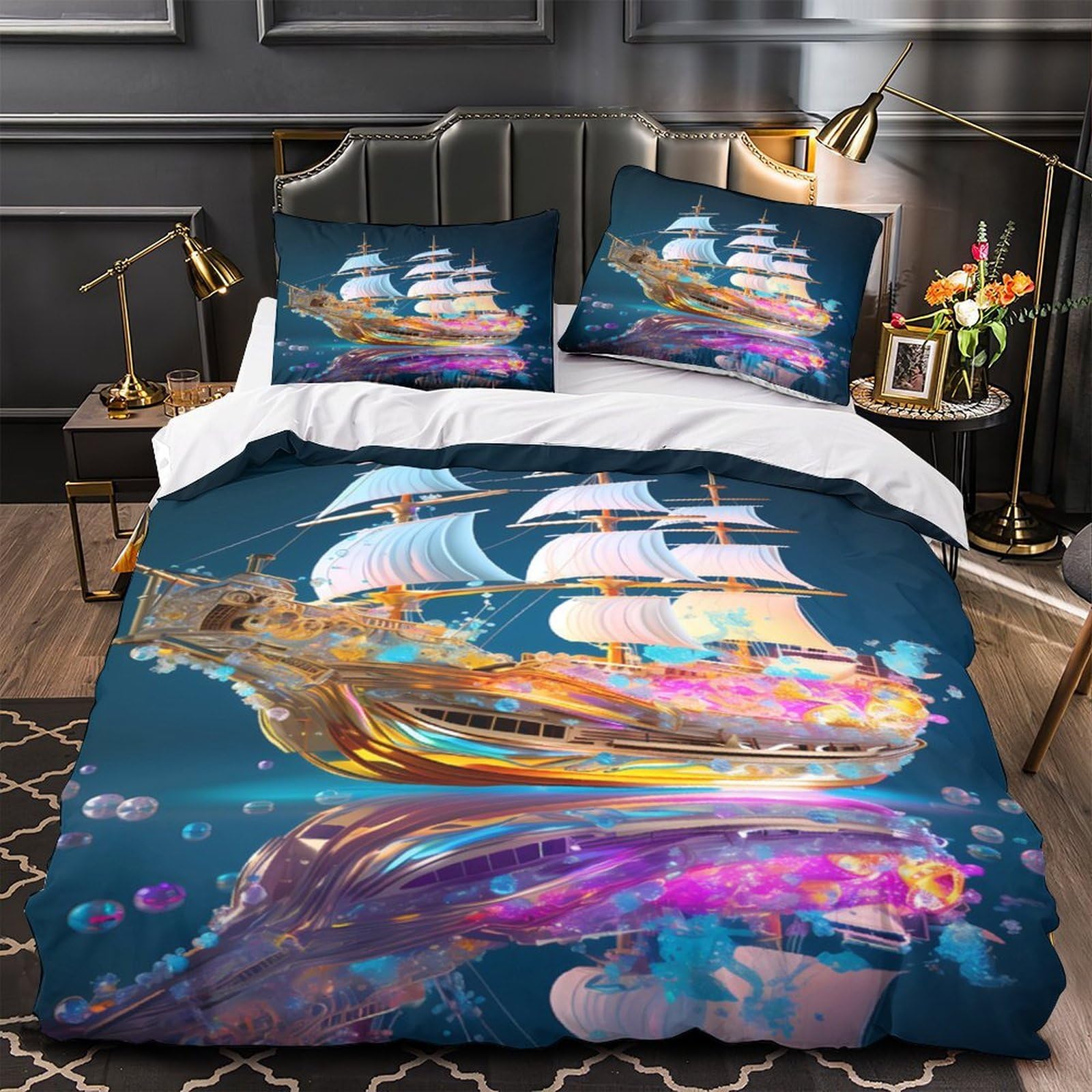 Navire fantastique parure de lit en art numérique 3D microfibre ultra douce
