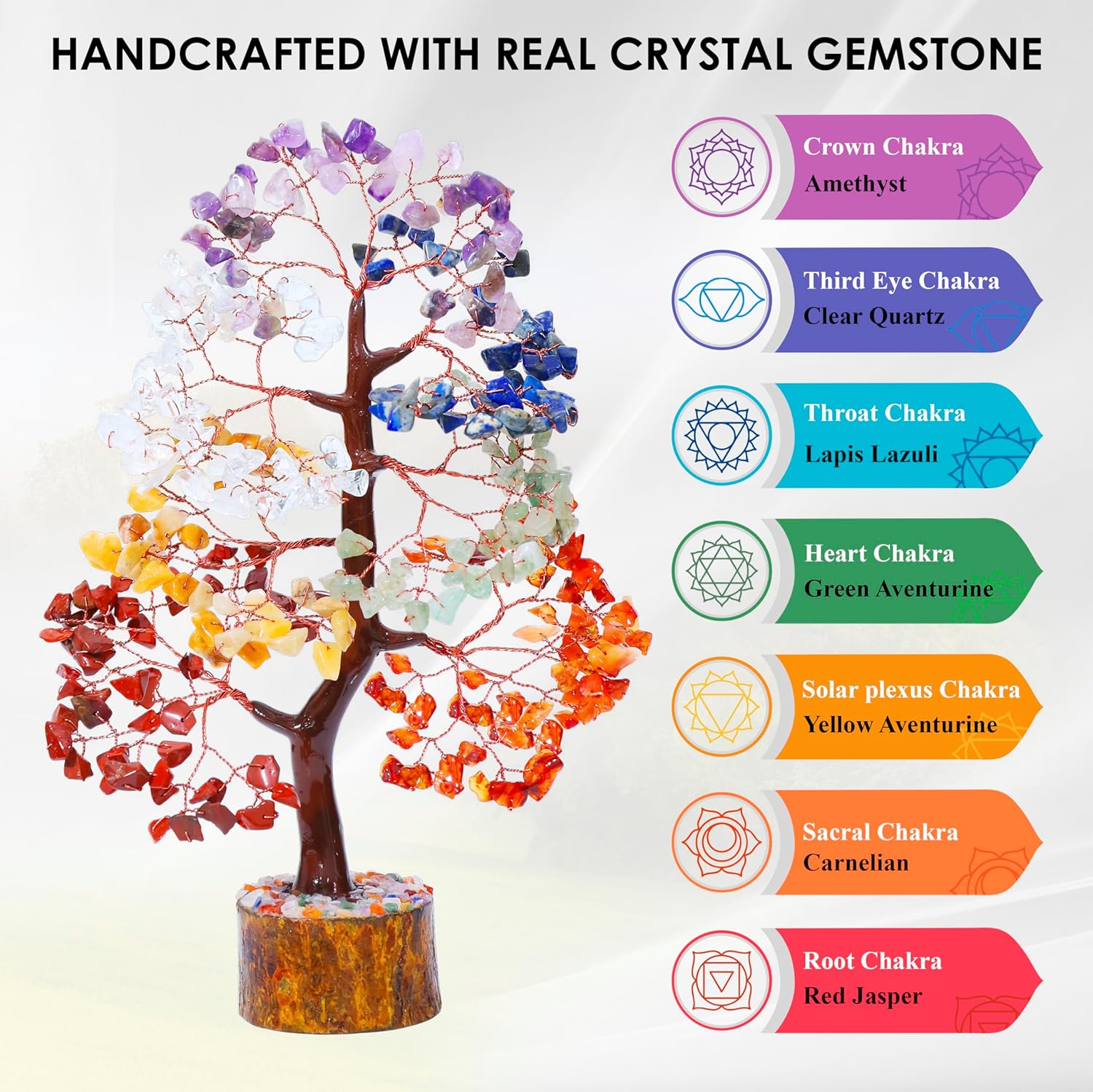 ZAICUS Seven Chakra Crystal Tree of Life Gemstone Chakra Tree Bonsai, Feng Shui Room, Crystal Office Room Décor Housewarming Gifts Home, Birthday Gifts for Women, Sister & mom, Tree Healing Crystals, - Image 6