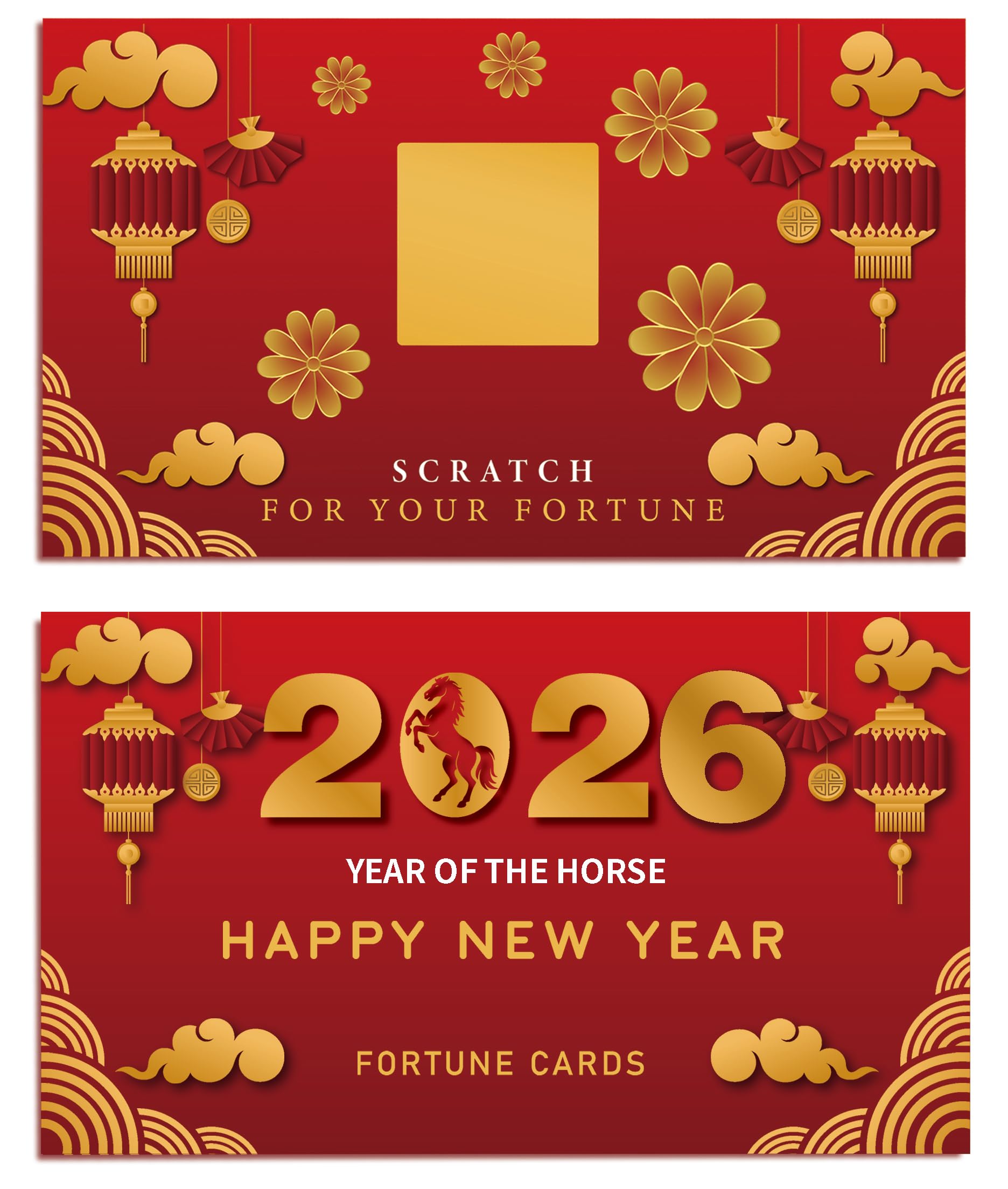 30 Count Chinese New Year 2026 Scratch Off Card Game - Year of the Horse Fortune Cards - Fun Activity for Lunar New Year, Chinese New Year's