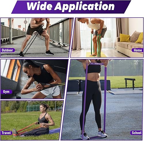 Miniatura 9 de TOMSHOO Paquete de 5 bandas de asistencia para dominadas, bandas de resistencia con correas y anclaje de puerta, bandas elásticas, bandas de