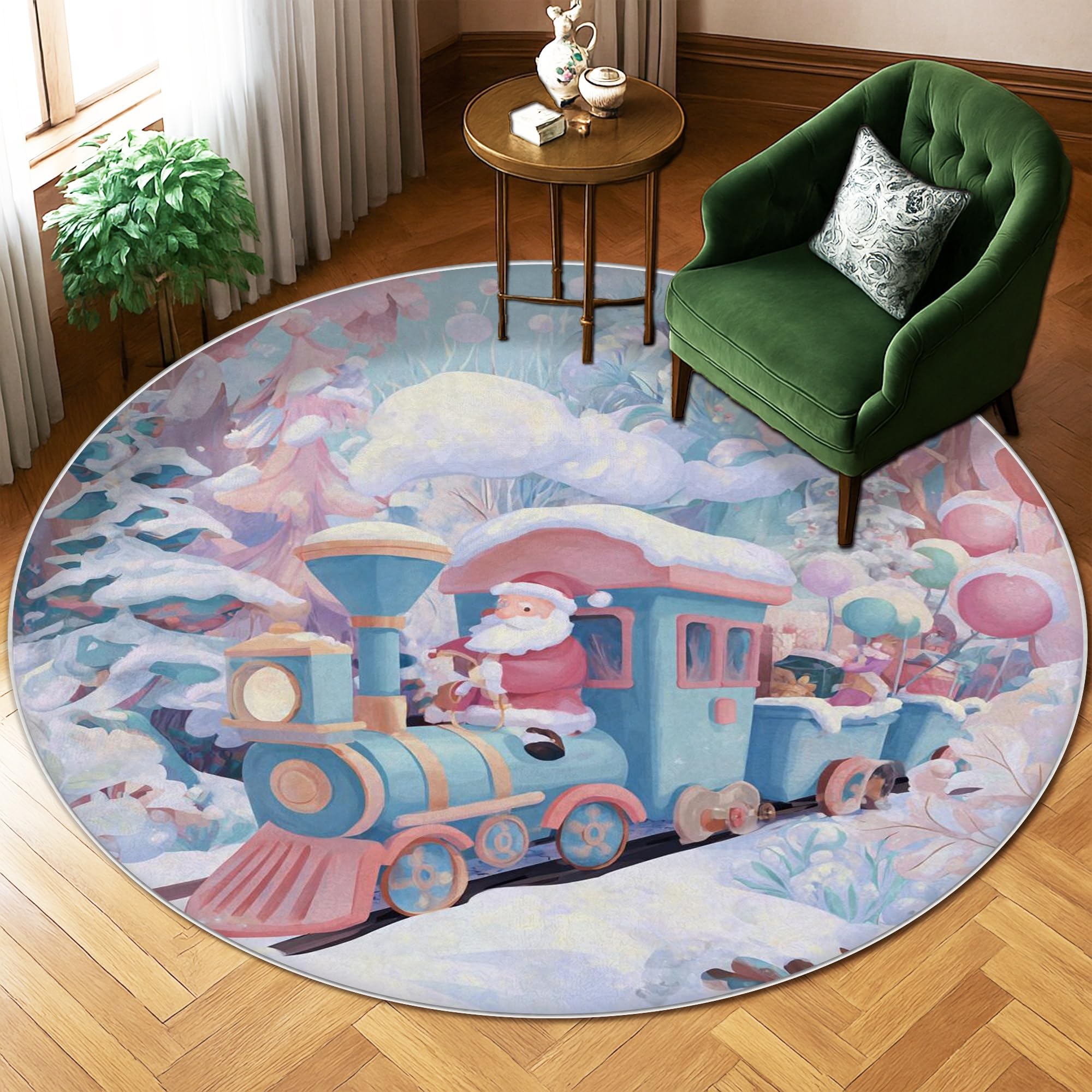 Tapis de Noël bleu au pied du sapin pour réchauffer la chambre