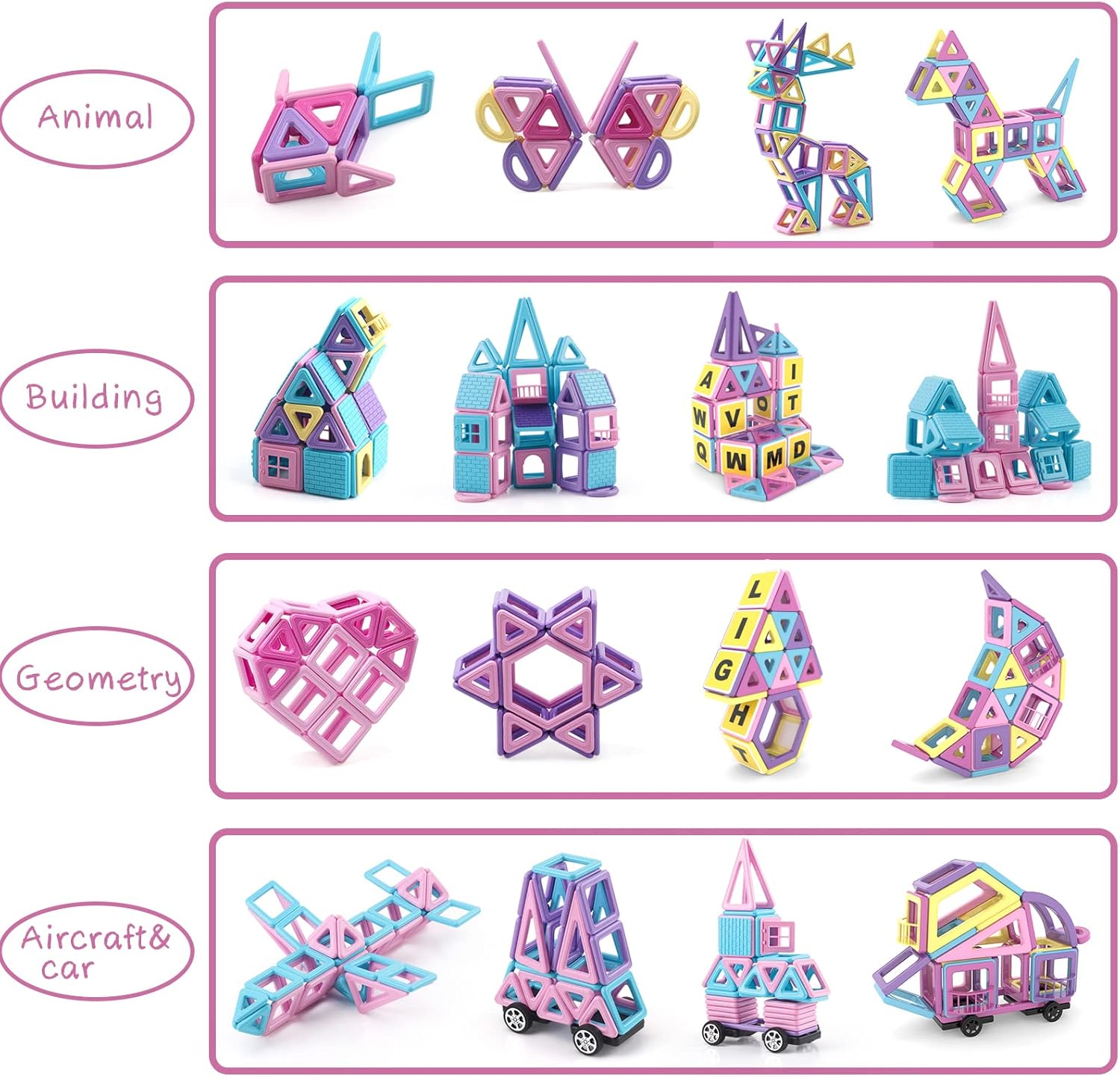 AOMIKS Magnetic Blocks for Kids 173 Piece Mini Magnetic Building Tiles 3D Building Blocks Educational STEM Toys for Girls and Boys Ages 3 4 5 6 7 8 Years Old Birthday Gift - Image 3