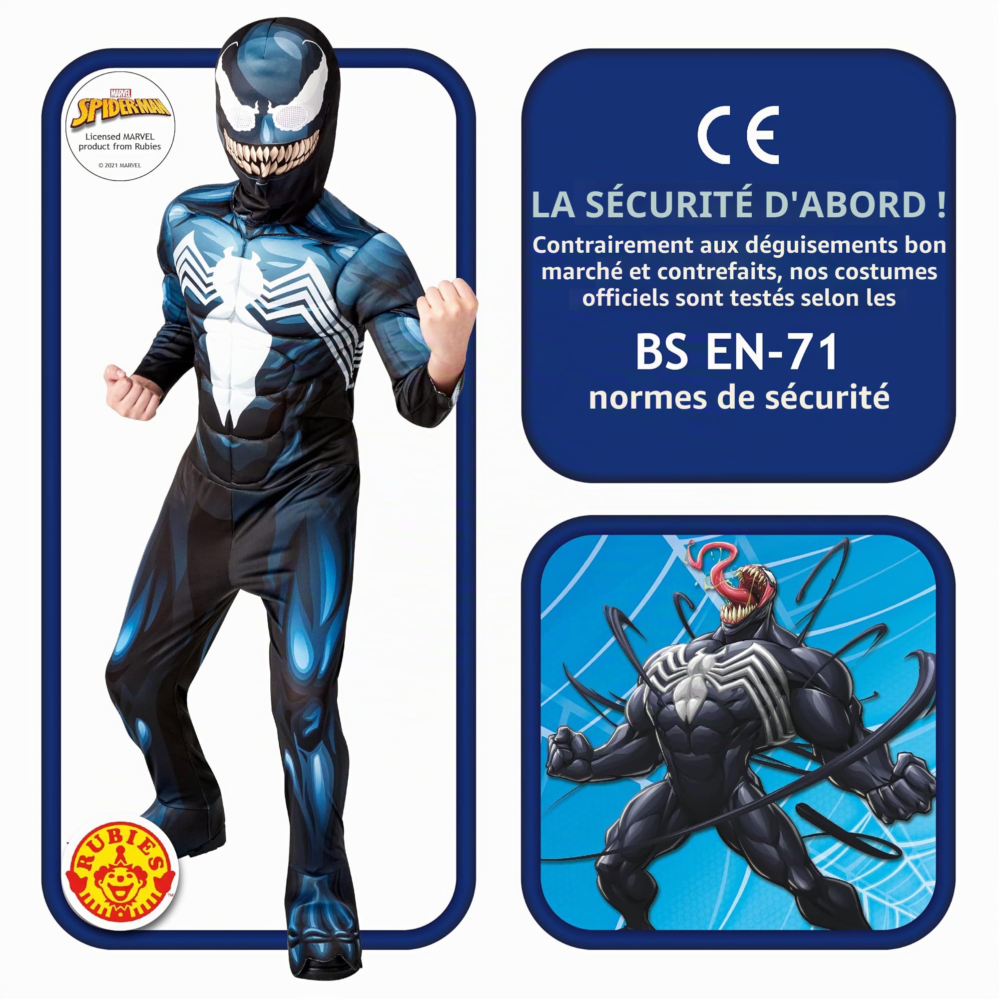 Rubies Costume officiel Disney Marvel Spider-Man Venom Deluxe pour garçon, déguisement de super-héros pour Halloween