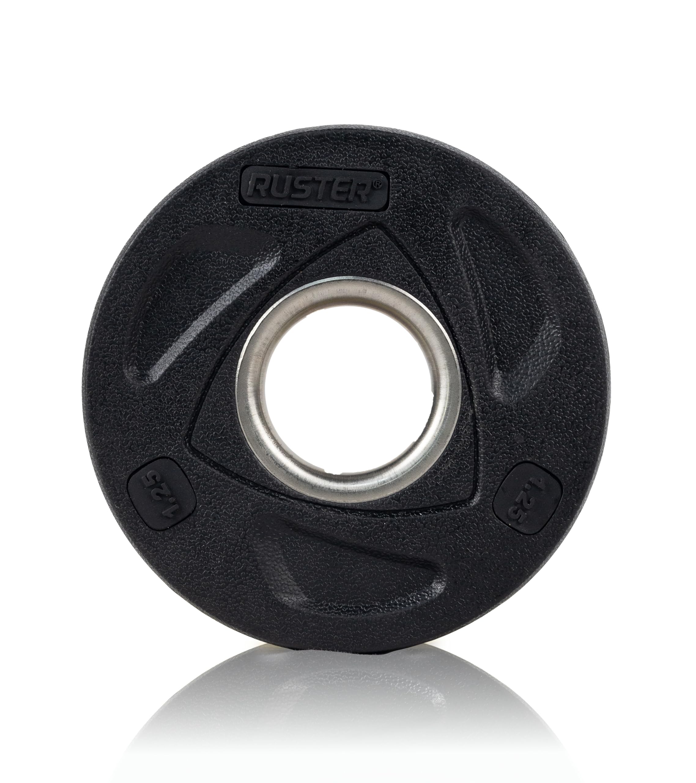 RUSTER Discos de Pesas con Agarre 50 mm de Hierro Recubierto en Goma Natural, Compatibles con Barra Olímpica, Weight Plates para Entrenamiento de Fuerza en Casa y Gimnasio (1,25-25 kg)