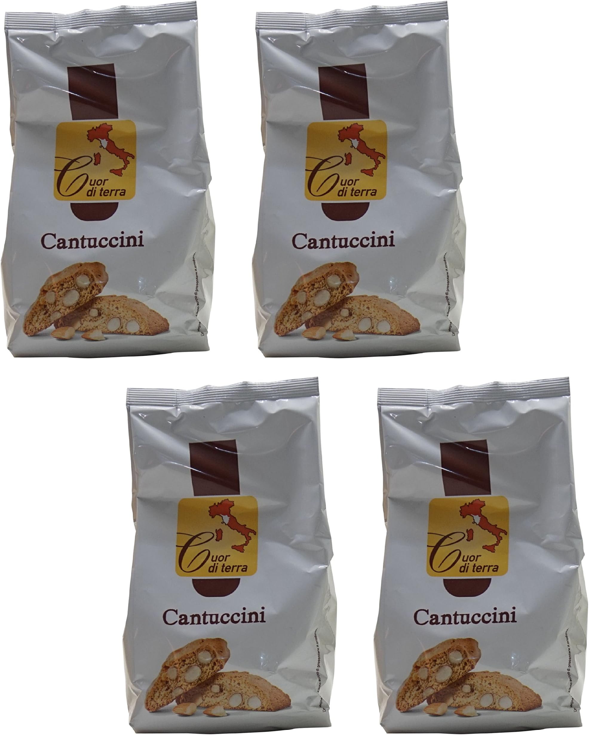 Cuor di terra: "Cantuccini" Hard Italian Biscuits 10.5 Ounce (300g) Package (Pack of 4) [ Italian Import ]