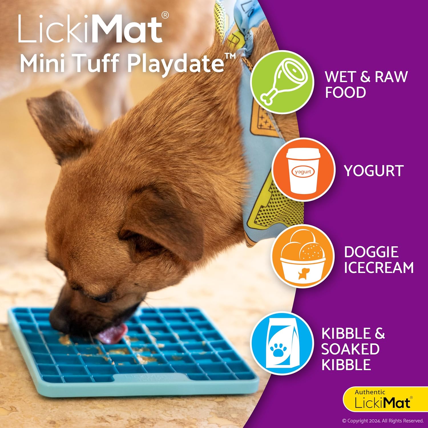 LickiMat TUFF Mini Modern Feeding Mat for Dogs – Durable Slow Feeder, Chew-Resistant Lick Pad for Anxiety Relief & Enrichment (Green, Playdate)