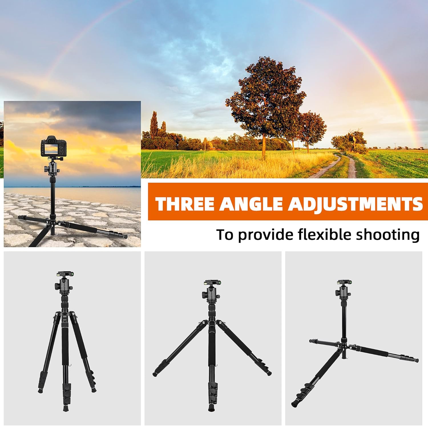 New Arrivals VICTIV Camera Tripod Monopod, Aluminum Travel Tripod for DSLR, Lightweight Tripod Loads Up to 30 lbs with 360 Degree Ball Head and Carry Bag for Travel and Work - AT26 Black