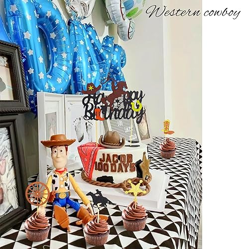 Miniatura 5 de Decoración para cupcakes de vaquero para montar con temática occidental, feliz cumpleaños, baby shower, fiesta de cumpleaños, suministros de
