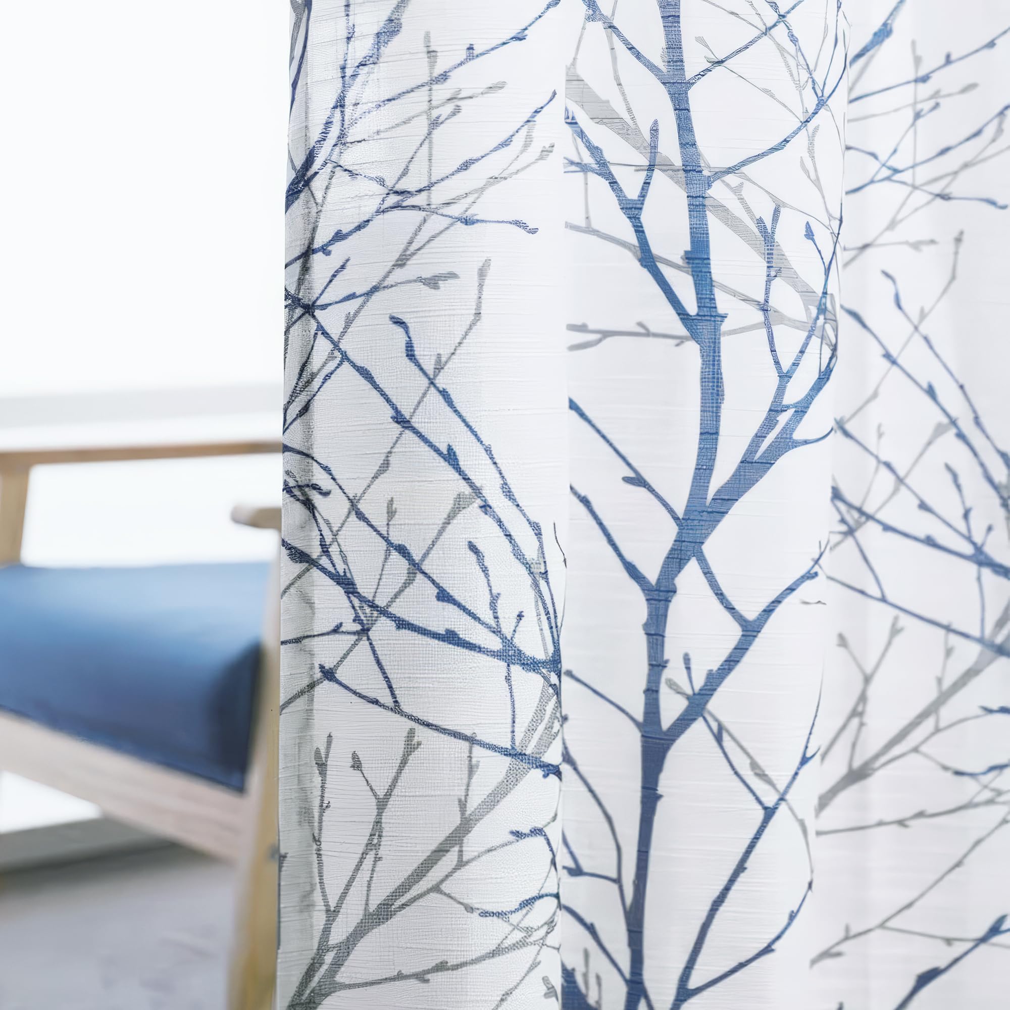Linen Blue White Curtains - Sheer Window Treatments -8 Linen Blue White Curtains - Sheer Window Treatments -8