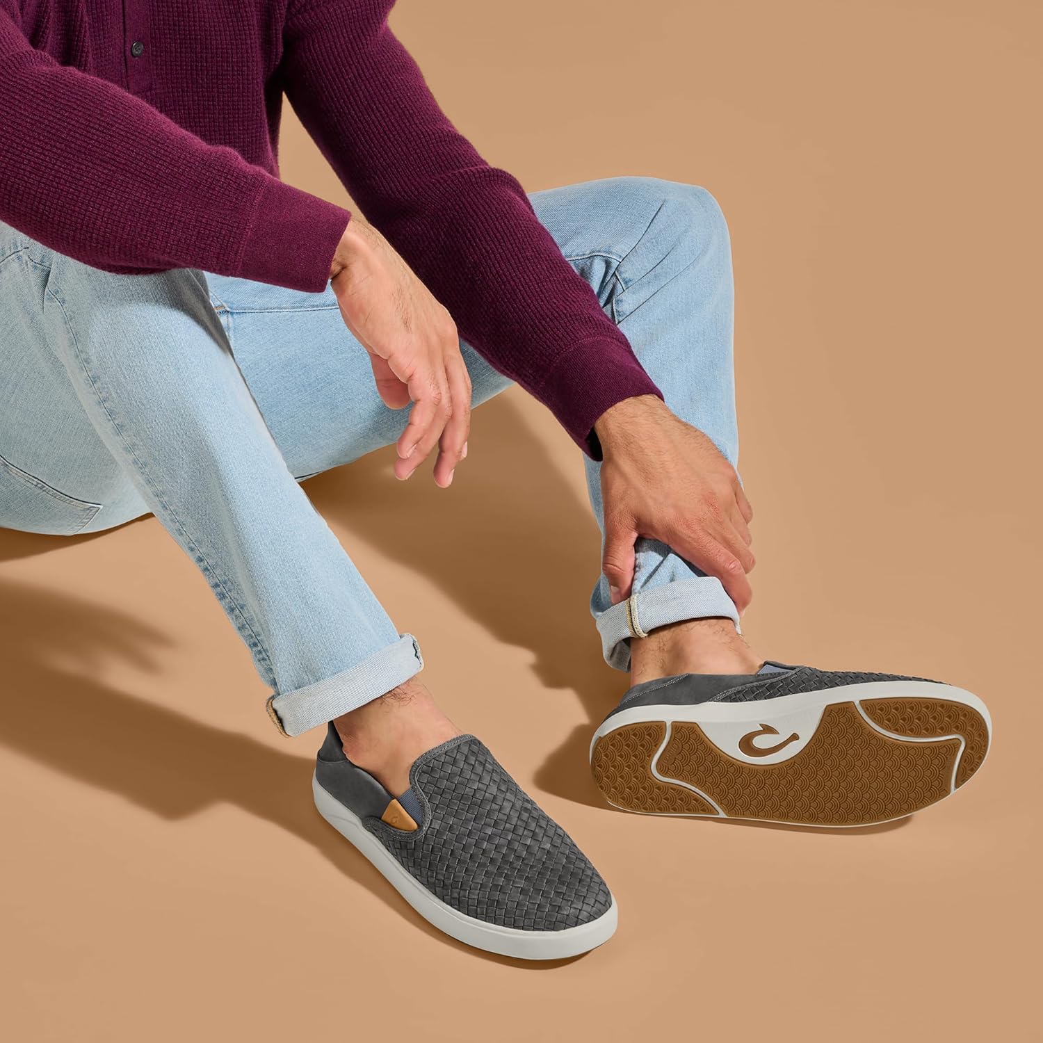 OLUKAI Lae'ahi Lauhala Men's Woven Leather Shoes, Versatile Everyday Leather Sneakers, Easy Slip On Design, All-Day Wear & Comfort - Image 8