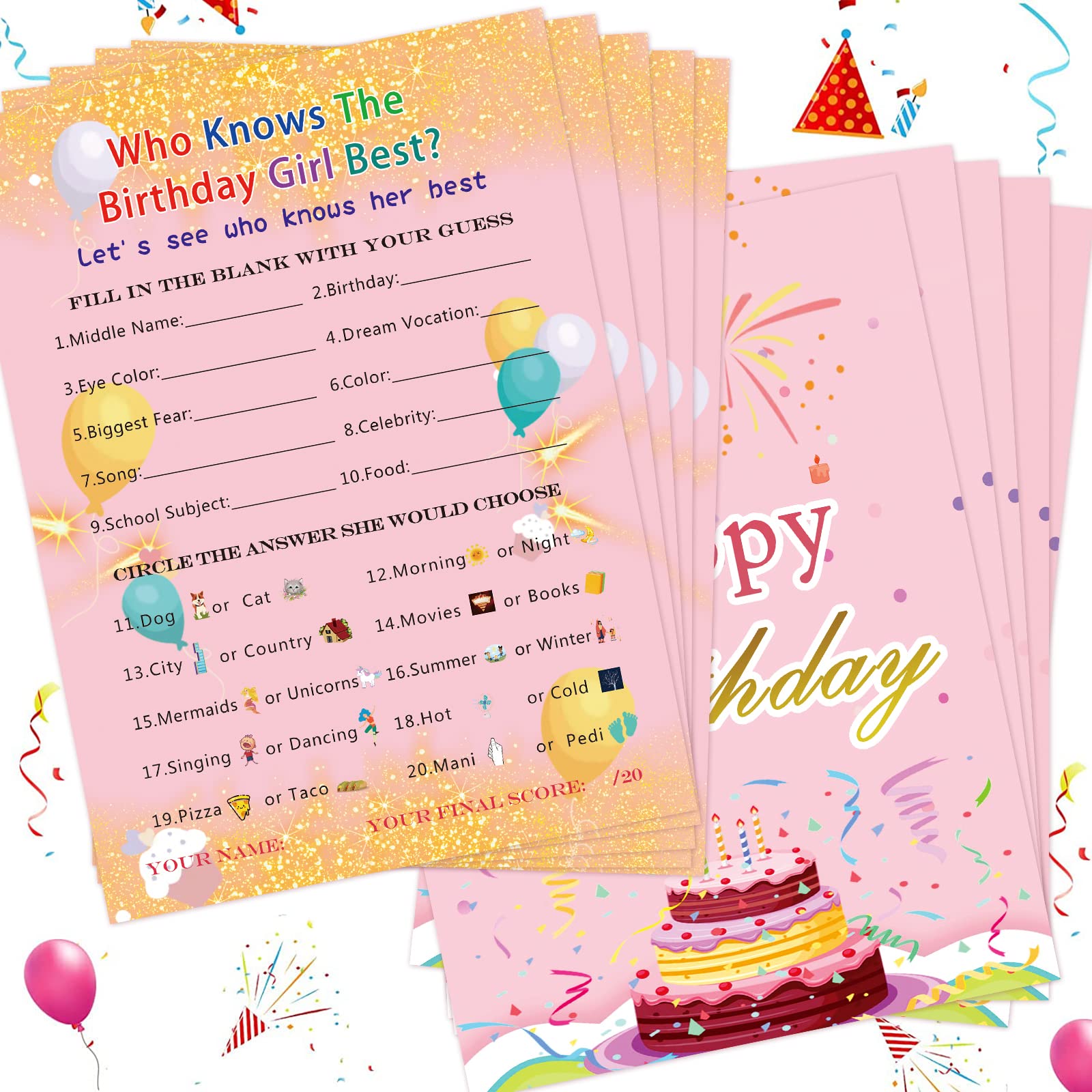 Birthday Girl Game Card