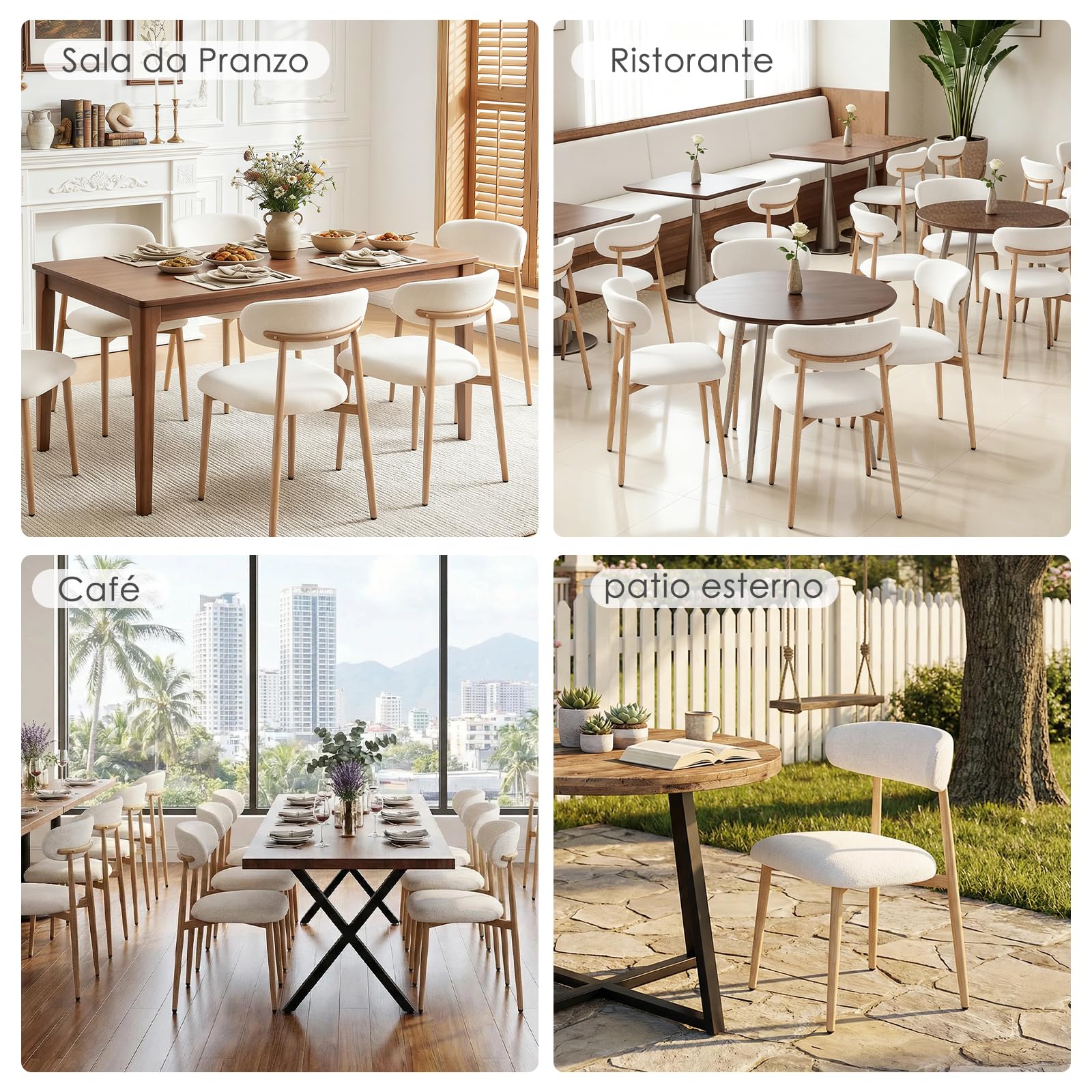 Set di 4 Sedie da Pranzo, Sedie da Cucina in Lino, Poltrone da Salotto con Gambe in Metallo, Sedia Imbottita Sala da Pranzo per Sala da Pranzo Cucina Soggiorno Camera da Letto, Beige