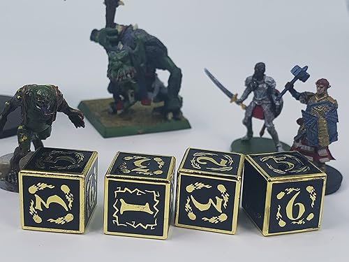Miniatura 6 de Colección de dados de metal para DND y todos los juegos TRPG (Nightwatch, Gold 4D6)