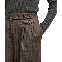 Womens Dress Pants Tweed Herringbone High Waisted Wide Leg Trousers