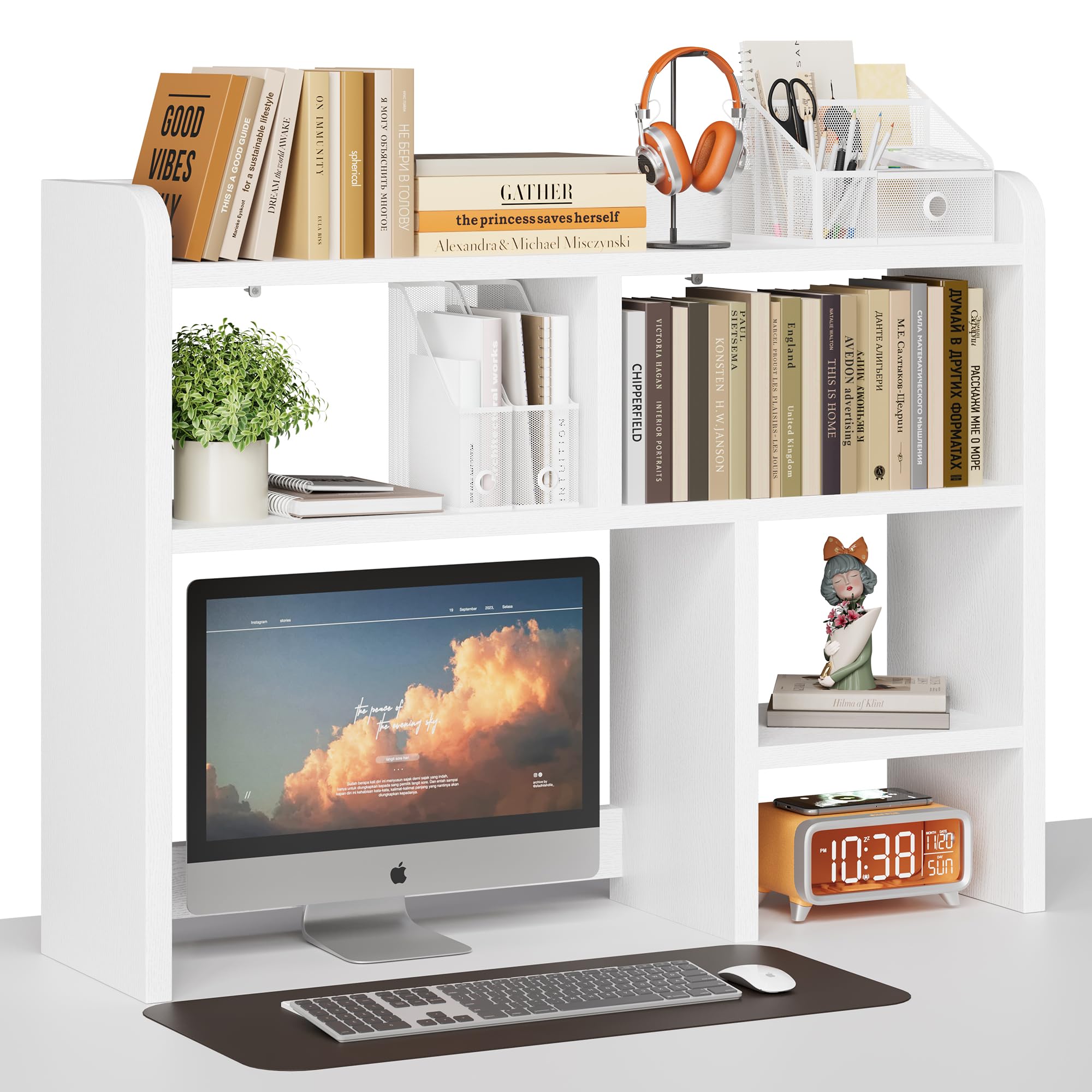 Amazon.com : Desk Shelf, Desktop Hutch with 6 Storage Areas