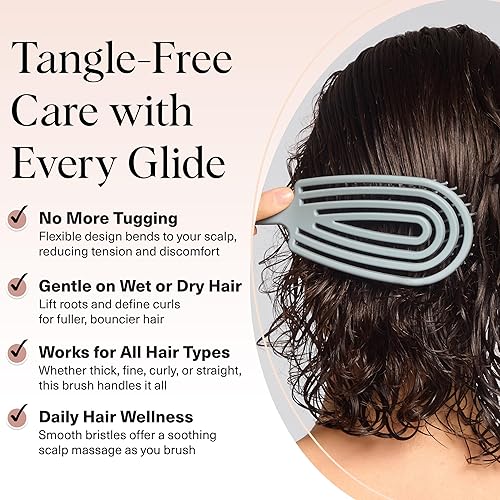 Miniatura 2 de Kitsch Cepillo desenredante  Cepillo flexible para cabello rizado para mujeres, hombres y niños  Cepillo desenredante con marco flexible y cerdas