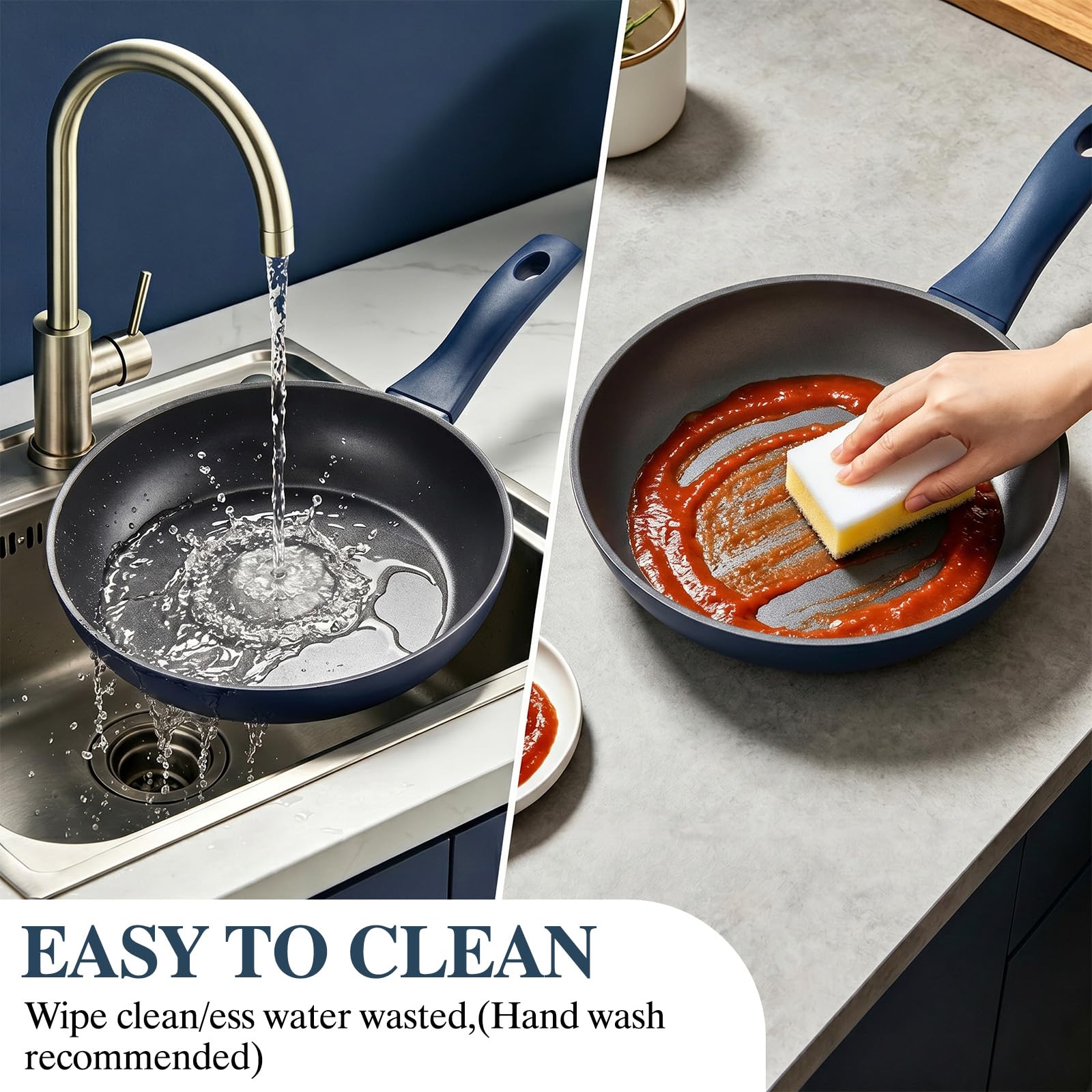 Pots and Pans Set Nonstick, Umite Chef Kitchen Non Stick Induction Cookware & Bakeware Set - 31 PCS Cooking Pans Set with Frying Pans & Utensil, Sturdy & Easy to Clean & PFOA Free (Navy Blue) view 7
