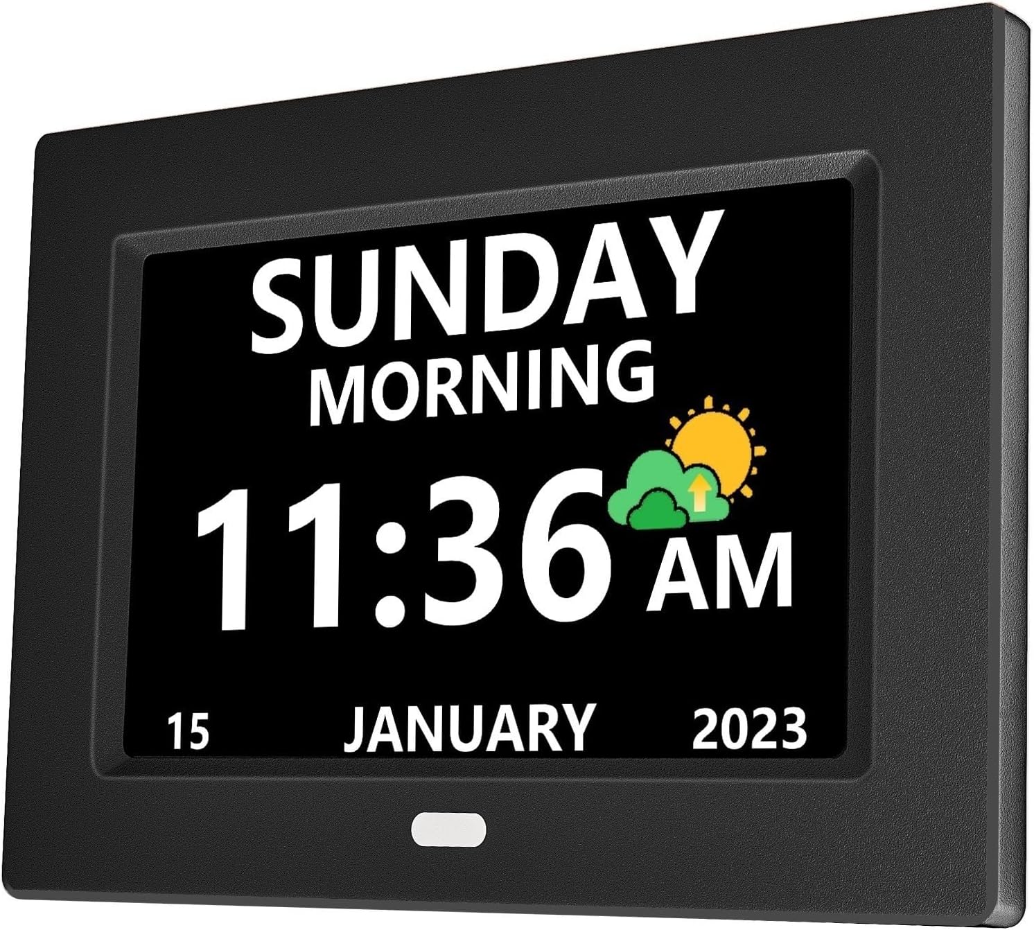 7 Inch Digital Clock with Day and Date for Elderly Alzheimer’s Dementia Clock Customizable Alarms and Medicine Reminders 3 Display Modes Large Font Digital Alarm Clock for Seniors Black