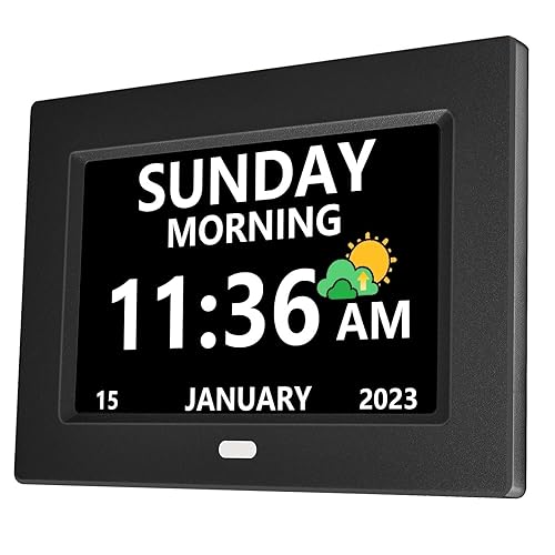 7 Inch Digital Clock with Day and Date for Elderly