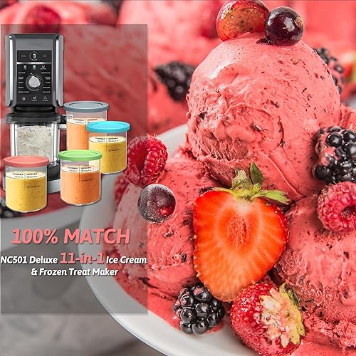 Miniatura 2 de SLLFLY Pintas y tapas de repuesto para Ninja Creami Deluxe  Compatible con Ninja NC501, NC500 Series Creami Deluxe Ice Cream Maker (paquete de 4