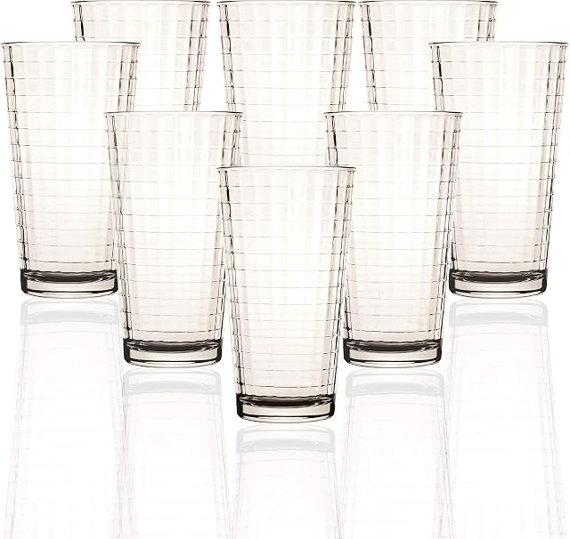 Circleware 40115 Matrix Set of 8 Heavy Base Highball Tumbler Drinking Glasses 15 75 oz Beverage Ice Tea
