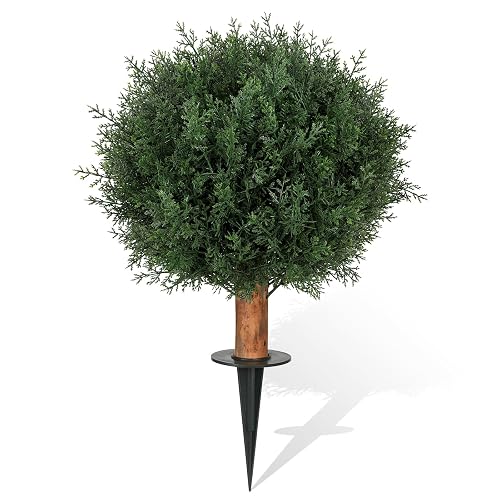 Artificial Cedar Shrubs Ball Trees with Ground Spike, 24.6 inches
