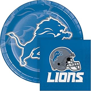 Trendware Detroit Lions Paper Plate and Napkin Party Kit, Serves 16
