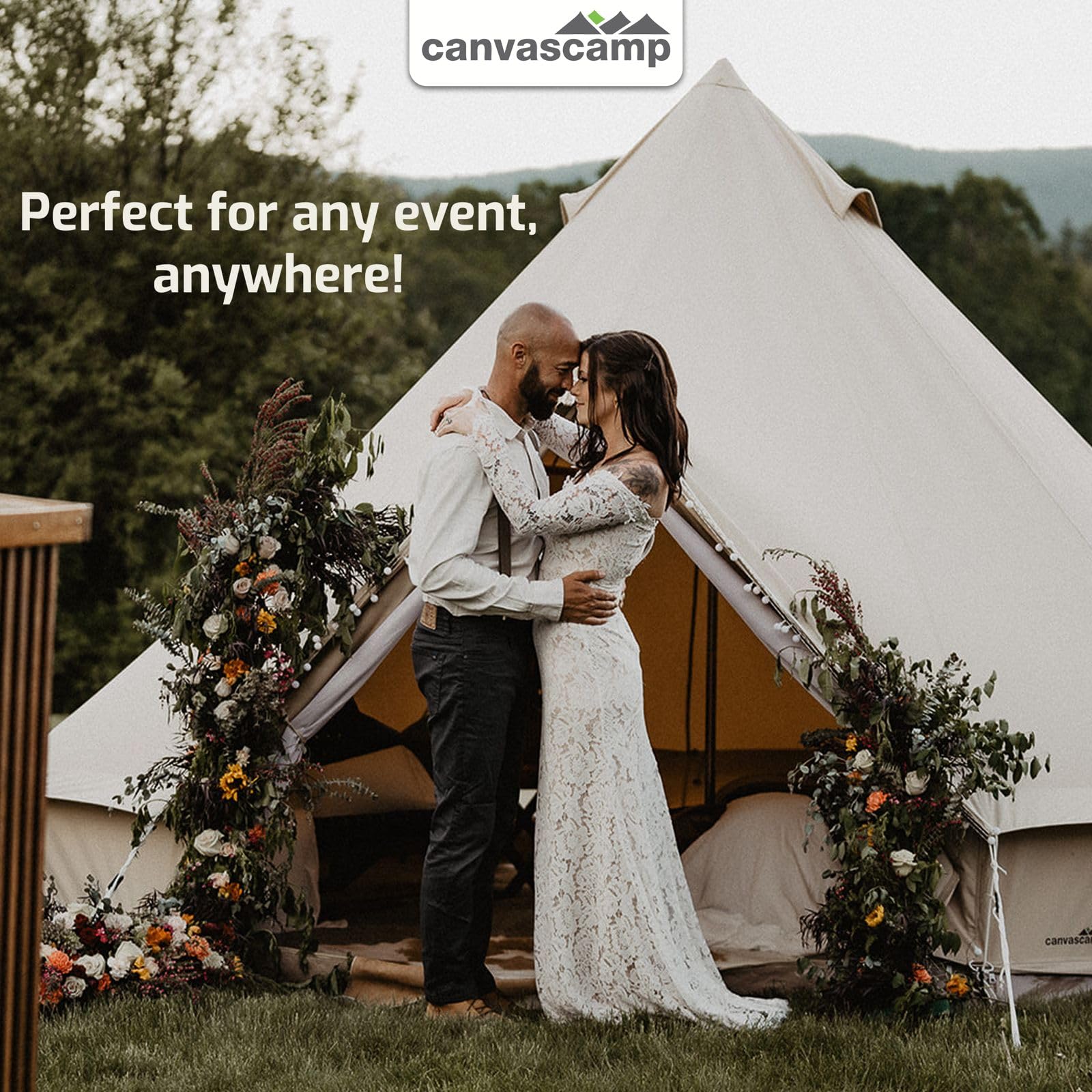 Sibley Bell 500 namiot dla 2-8 osób, glamping i festiwal tipi, z ochroną przed komarami i zdejmowanym dnem, luksusowy namiot rodzinny, namiot kempingowy, wodoszczelny, bawełniany