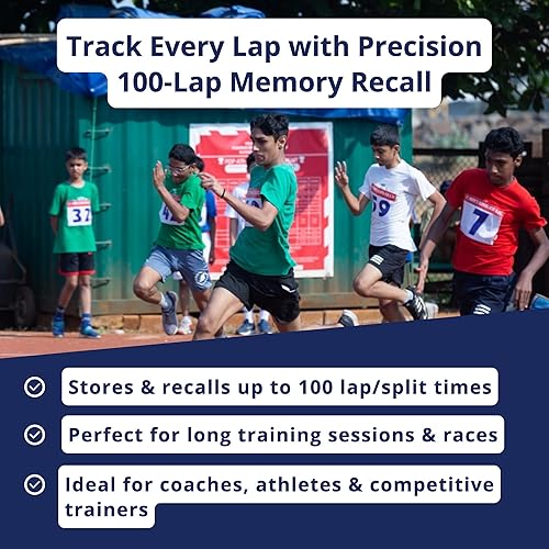 Miniatura 6 de ULTRAK 495 Cronómetro  Temporizador digital profesional azul de 100 vueltas, rastreador de intervalos de cuenta regresiva, reloj deportivo