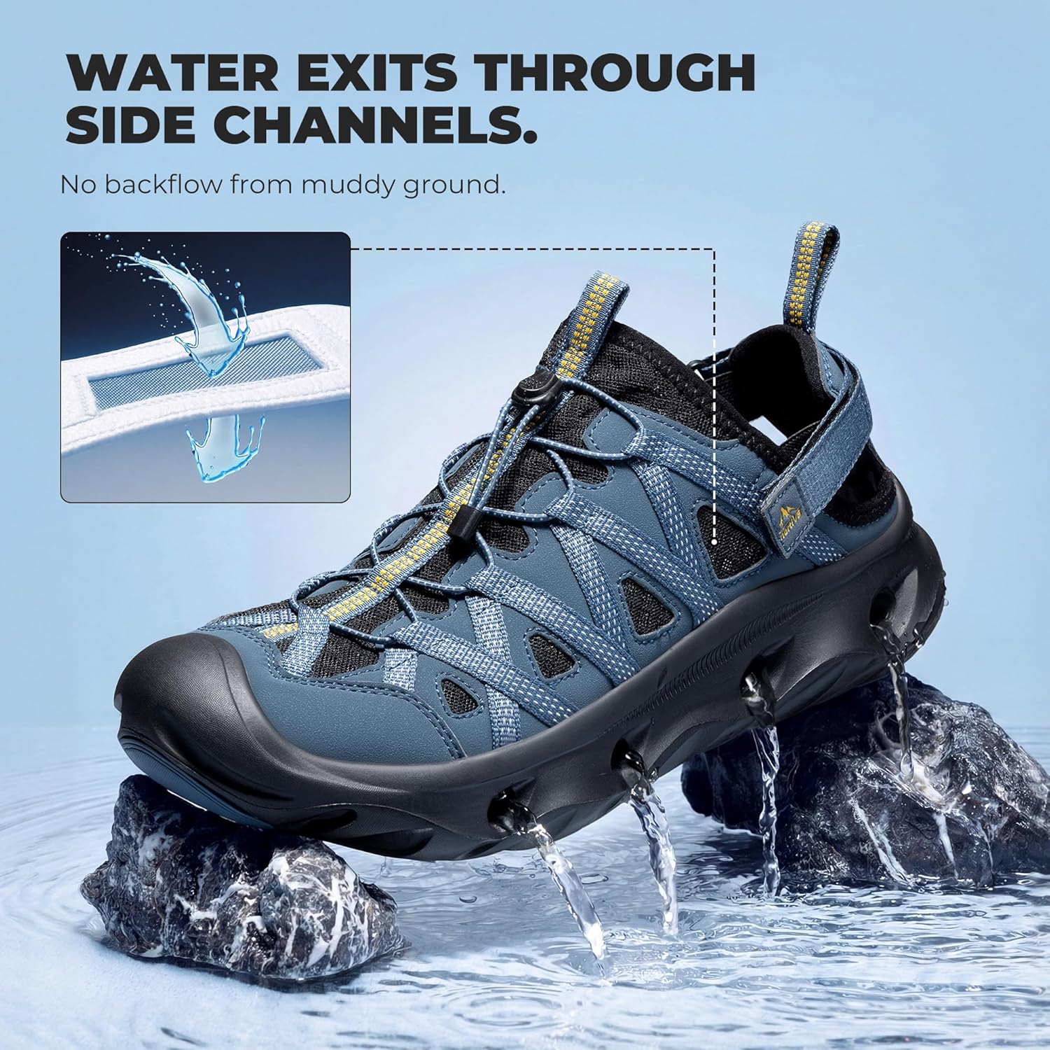 NORTIV 8 Water Shoes Sandals for Men and Women Wide Toe Box Cushion Breathable Dry Fast Lightweight Comfort Sandals for Everyday Travel