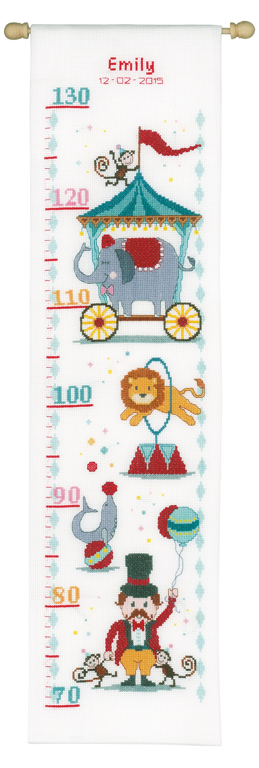 Height Chart Circus Cross Stitch Kit White Vervaco