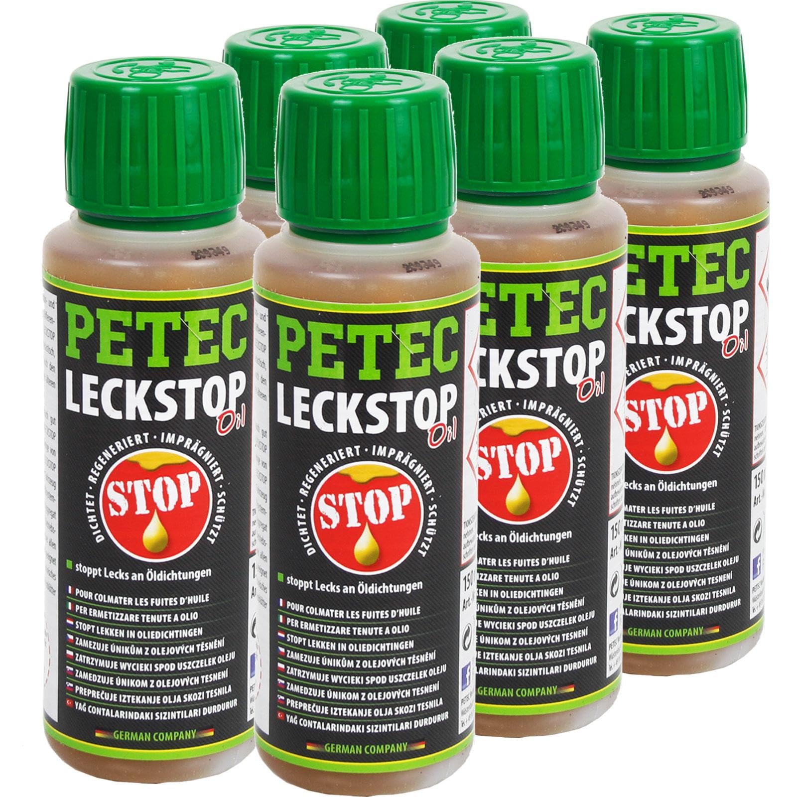 PETEC 6x 80150 Additiv, Ölverluststop (900 ml) | 6x 80150, PETEC Leck-Up 150ML, Öl-Verlust-Stop