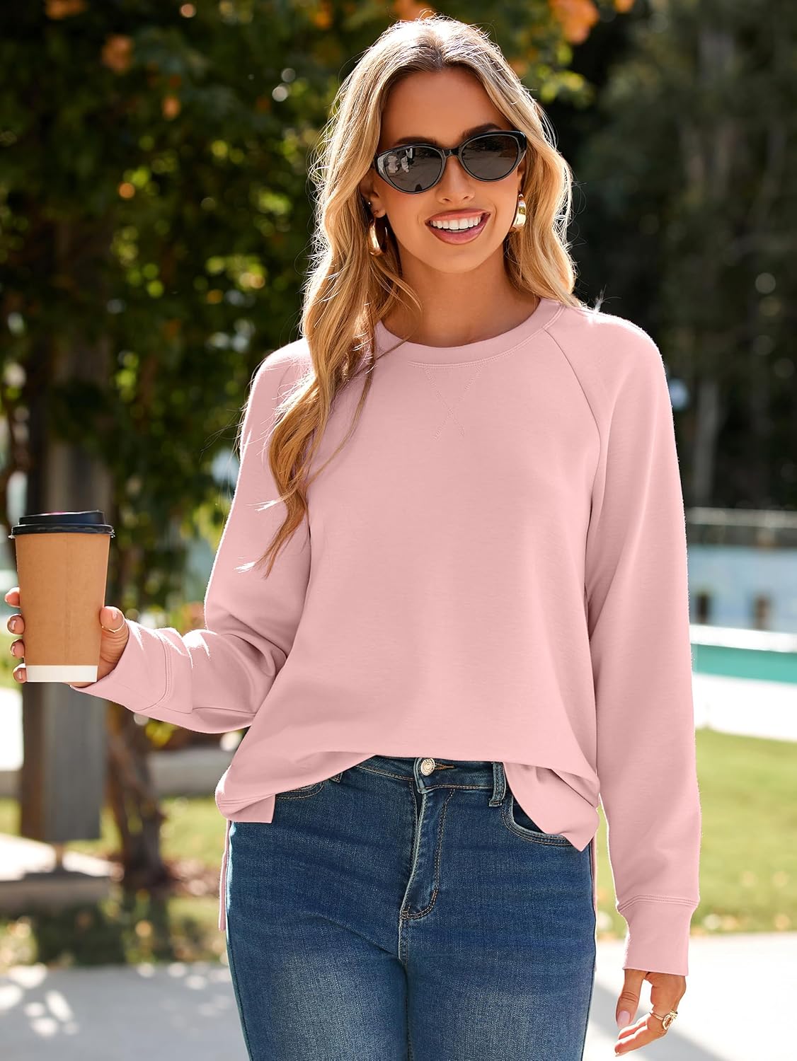 Glamaker Womens Long Sleeve Sweatshirt Casual Crewneck Sweatshirts Loose Fit Pullover Tops - Image 2