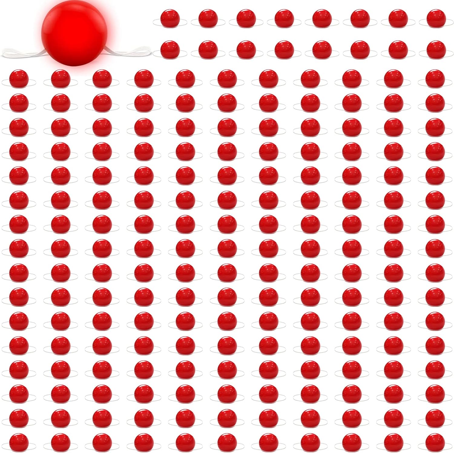Haull 240 Pcs Bulk Red Clown Noses for Adult Light up Clown Nose Circus Blinking Decor Carnival Costume Accessories Cosplay Party Supplies