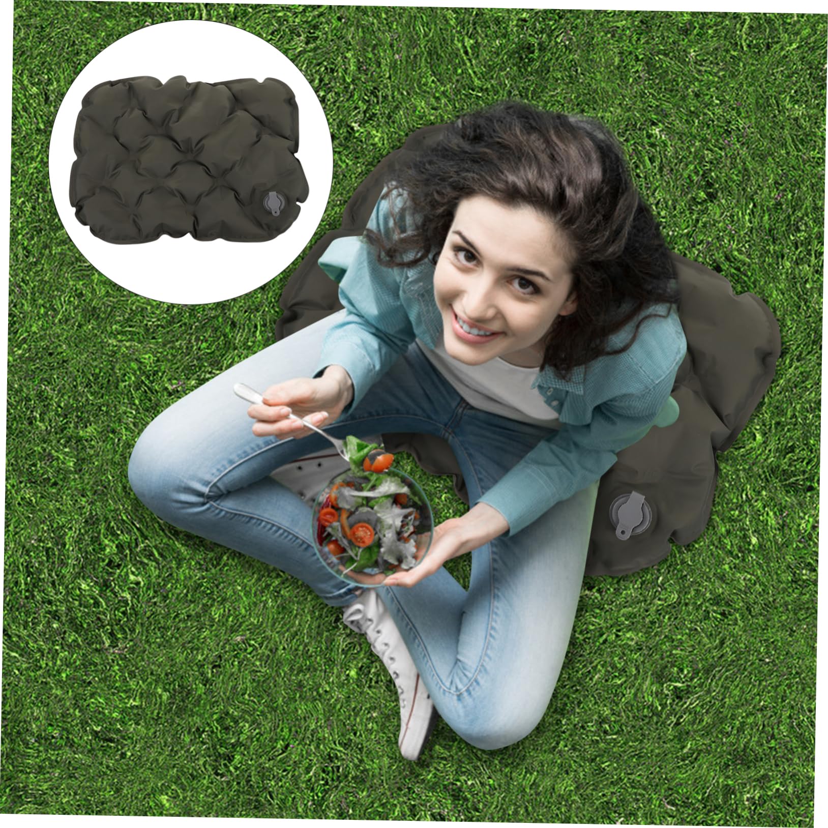 balacoo Inflatable Camping Seat Cushion Wide Picnic Pad Extra Wide Stadium Seat Travel Seat Pad Inflatable Cushion for Outdoor Use