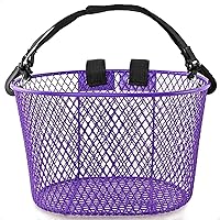 Mkuero Waterproof Front Bike Basket for Adults - Metal Wire Bicycle Basket with Handle, Universal Fit for Cruiser, BMX, E-Bikes (33 lbs Capacity)