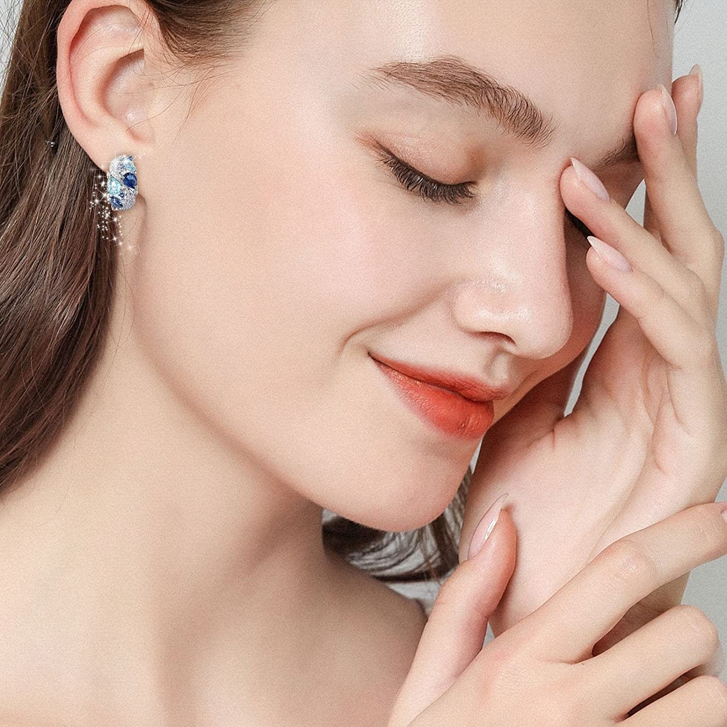 Amazon.co.jp: イヤリング ラインズブルーナチュラルアクアマリン