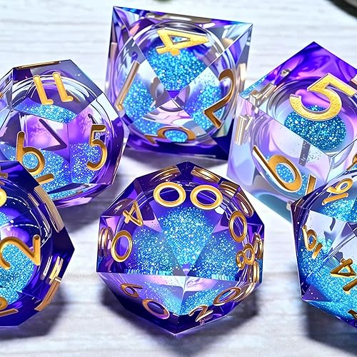 Miniatura 66 de Resin Cat Head DND Dice, Sharp Edge Dungeons and Dragons Polyhedron Game Dice Set for Role Playing Games RPG Explorer Magic, Holiday Birthday Gifts