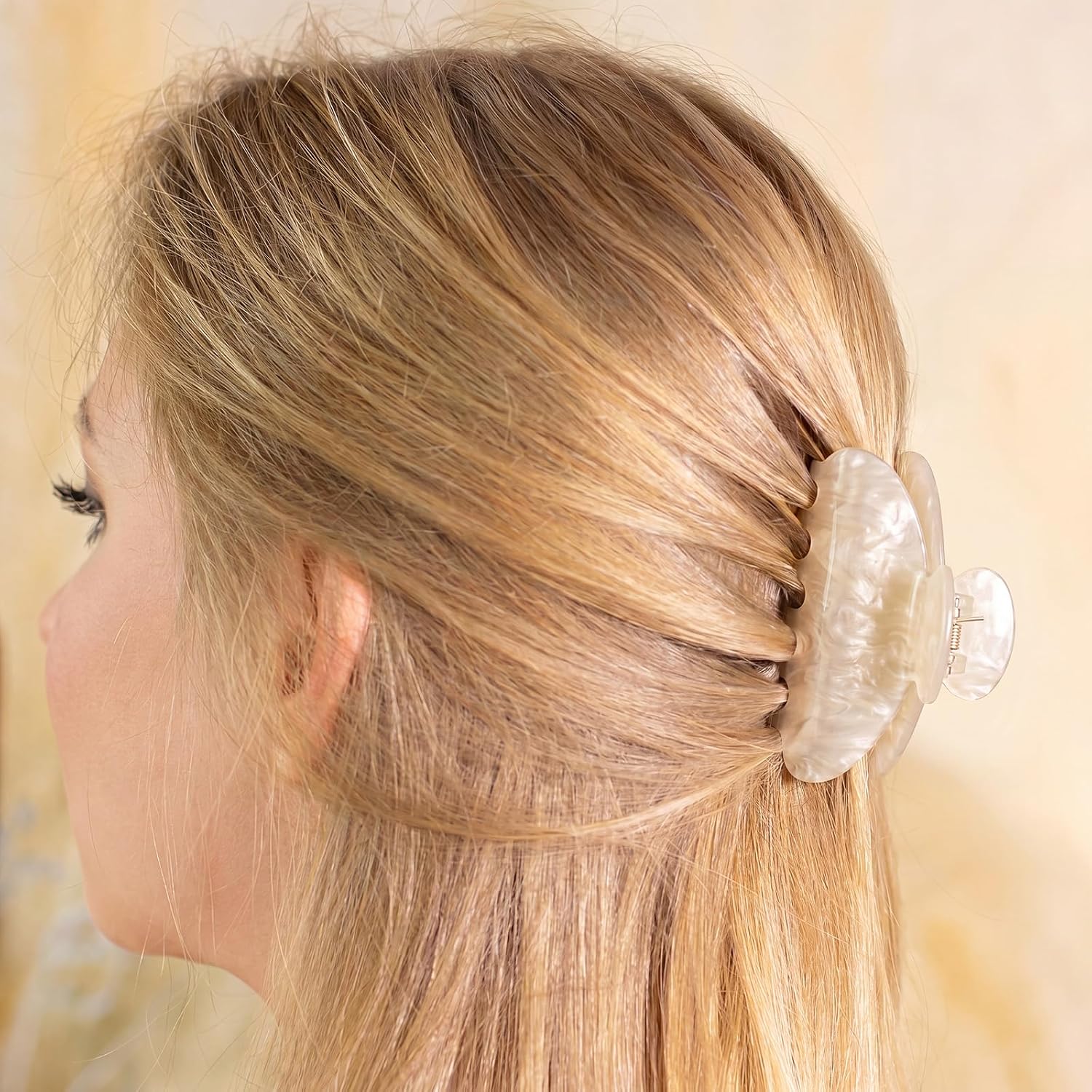 6 Pcs Large Acrylic Hair Claw Clips for Women Cute Non-slip Hold Clamps for Thick Thin Hair Stylish French Barrettes Accessories (3.15 Inch,White)