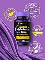 Vista 4 de Carlyle Melatonin 10mg 120 Capsules with Ashwagandha Triple Strength Formula Non-GMO, Gluten Free Supplement