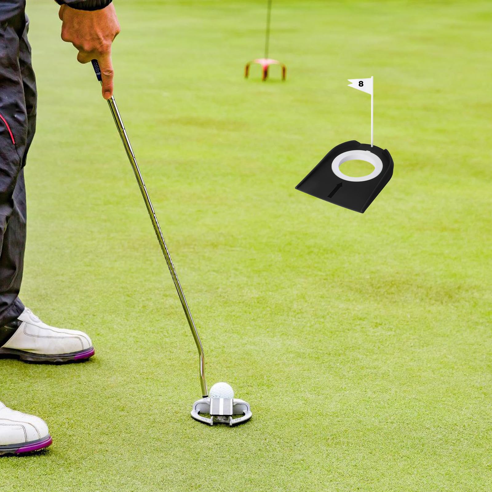 Generisch 9-teiliges Golf Trainingsputter Set, Golf Putting Cup für den | Putting Cup mit Flaggen, Golf Loch Trainer Hilfe für Erwachsene und, Putting Green Trainer für drinnen