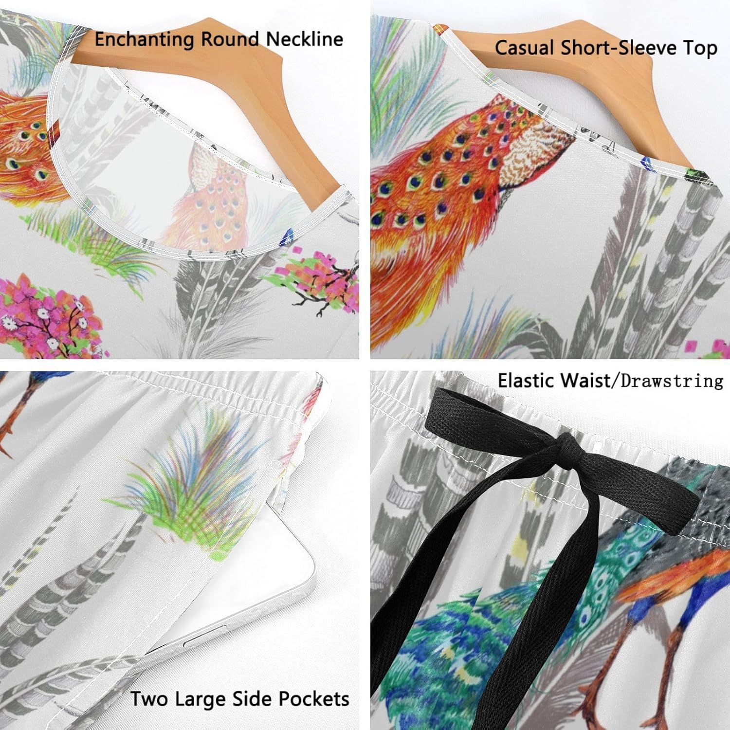 Women's Chic 2 Pcs Comfy Loungewear Set,Casual Sleepwear Short Sleeve Tops & Capri Pants PJs Set with Pockets S-XXL - Image 5